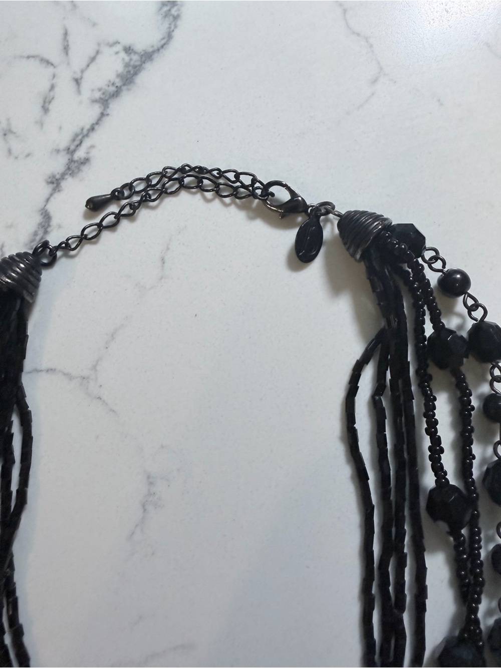 Jessica Simpson Gothic Multi-Strand Black Beaded Cross Necklace - Picture 4 of 8